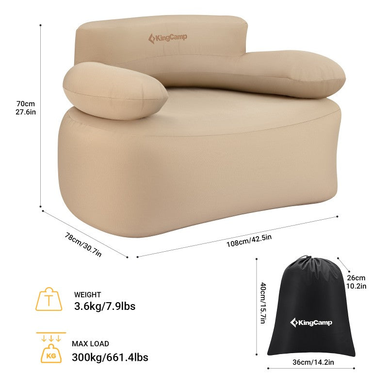 KINGCAMP INFLATABLE PORTABLE AIR SOFA KC2031- KHAKI